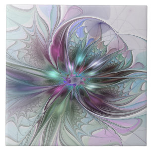 Farbige Fantasy-Abstrakte Moderne Fraktal-Blume Fliese