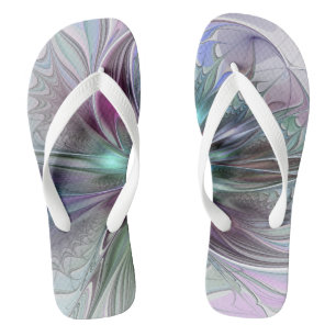 Farbige Fantasy-Abstrakte Moderne Fraktal-Blume Flip Flops