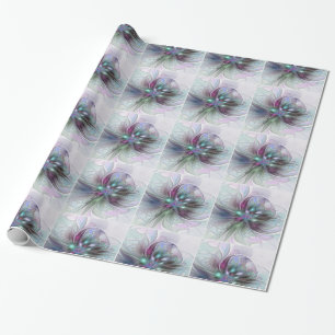 Farbige Fantasy-Abstrakte Moderne Fraktal-Blume Geschenkpapier