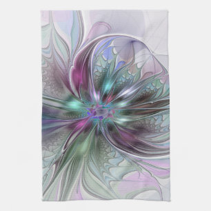 Farbige Fantasy-Abstrakte Moderne Fraktal-Blume Geschirrtuch