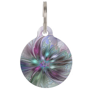 Farbige Fantasy-Abstrakte Moderne Fraktal-Blume Haustiermarke
