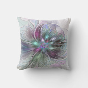 Farbige Fantasy-Abstrakte Moderne Fraktal-Blume Kissen