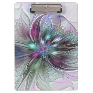 Farbige Fantasy-Abstrakte Moderne Fraktal-Blume Klemmbrett