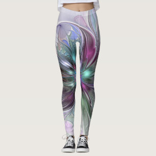 Farbige Fantasy-Abstrakte Moderne Fraktal-Blume Leggings