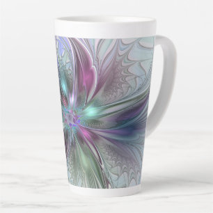 Farbige Fantasy-Abstrakte Moderne Fraktal-Blume Milchtasse