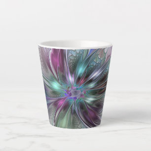 Farbige Fantasy-Abstrakte Moderne Fraktal-Blume Milchtasse