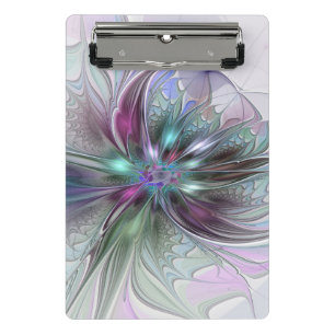 Farbige Fantasy-Abstrakte Moderne Fraktal-Blume Mini Klemmbrett