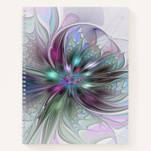 Farbige Fantasy-Abstrakte Moderne Fraktal-Blume Notizbuch