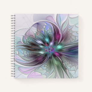 Farbige Fantasy-Abstrakte Moderne Fraktal-Blume Notizbuch