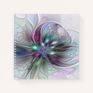 Farbige Fantasy-Abstrakte Moderne Fraktal-Blume Notizbuch