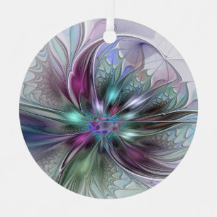 Farbige Fantasy-Abstrakte Moderne Fraktal-Blume Ornament Aus Metall