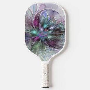 Farbige Fantasy-Abstrakte Moderne Fraktal-Blume Pickleball Schläger