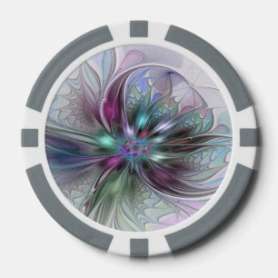 Farbige Fantasy-Abstrakte Moderne Fraktal-Blume Pokerchips