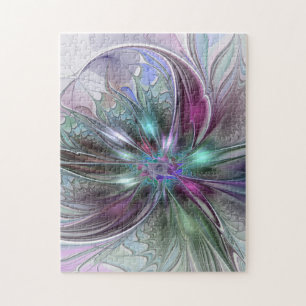 Farbige Fantasy-Abstrakte Moderne Fraktal-Blume Puzzle