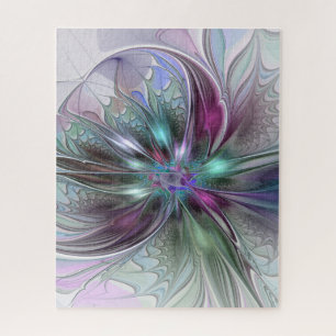 Farbige Fantasy-Abstrakte Moderne Fraktal-Blume Puzzle