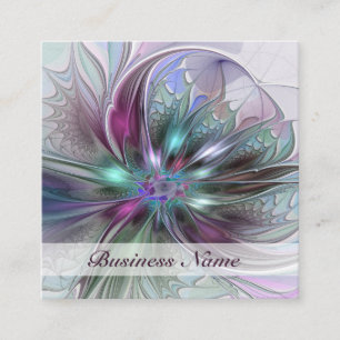 Farbige Fantasy-Abstrakte Moderne Fraktal-Blume Quadratische Visitenkarte