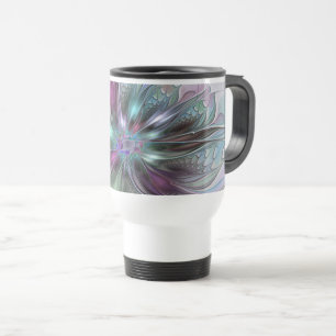 Farbige Fantasy-Abstrakte Moderne Fraktal-Blume Reisebecher