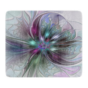 Farbige Fantasy-Abstrakte Moderne Fraktal-Blume Schneidebrett