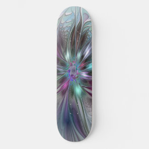 Farbige Fantasy-Abstrakte Moderne Fraktal-Blume Skateboard