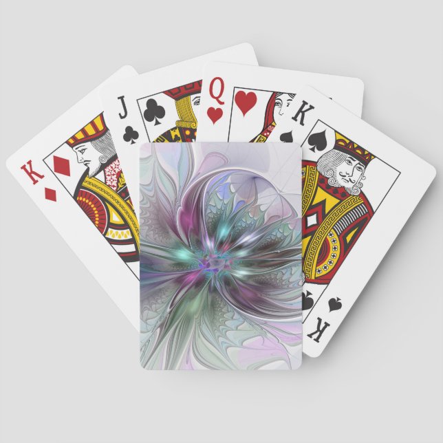 Farbige Fantasy-Abstrakte Moderne Fraktal-Blume Spielkarten (Rückseite)