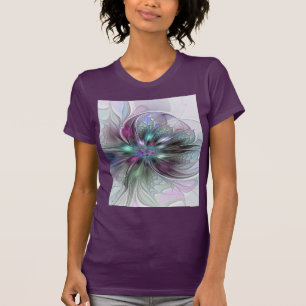 Farbige Fantasy-Abstrakte Moderne Fraktal-Blume T-Shirt