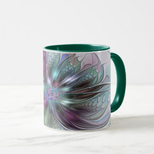 Farbige Fantasy-Abstrakte Moderne Fraktal-Blume Tasse
