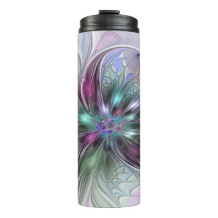 Farbige Fantasy-Abstrakte Moderne Fraktal-Blume Thermosbecher