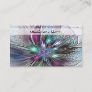Farbige Fantasy-Abstrakte Moderne Fraktal-Blume Visitenkarte