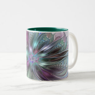 Farbige Fantasy-Abstrakte Moderne Fraktal-Blume Zweifarbige Tasse