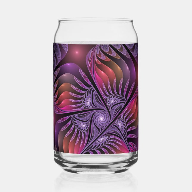 Farbige Fantasy-Abstrakte Trippy-Lila-Fraktal Dosenglas (Vorderseite)