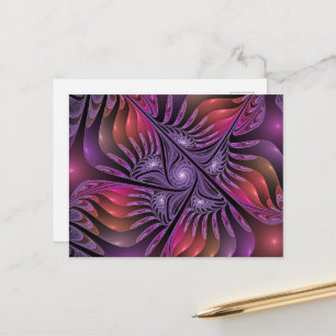 Farbige Fantasy-Abstrakte Trippy-Lila-Fraktal Postkarte