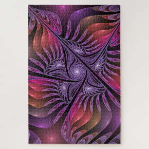 Farbige Fantasy-Abstrakte Trippy-Lila-Fraktal Puzzle