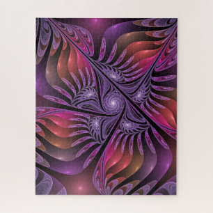 Farbige Fantasy-Abstrakte Trippy-Lila-Fraktal Puzzle