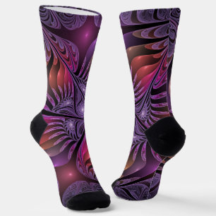 Farbige Fantasy-Abstrakte Trippy-Lila-Fraktal Socken