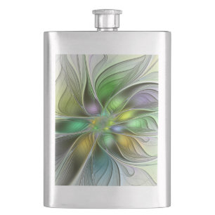Farbige Fantasy-Blume Moderne Abstrakte Fraktal Flachmann