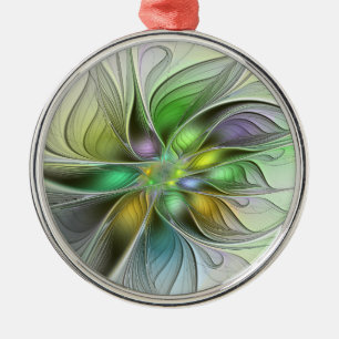 Farbige Fantasy-Blume Moderne Abstrakte Fraktal Ornament Aus Metall