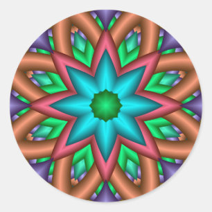 Farbige Fantasy-Blume Runder Aufkleber