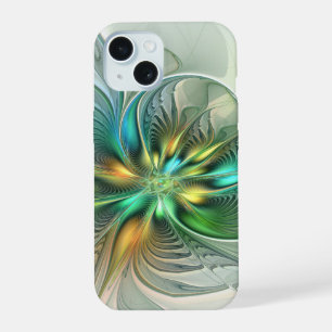 Farbige Fantasy Moderne Abstrakte Blume Fraktal iPhone 15 Hülle