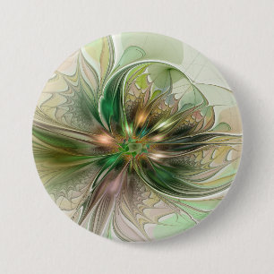 Farbige Fantasy Moderne Abstrakte Fraktal-Blume Button