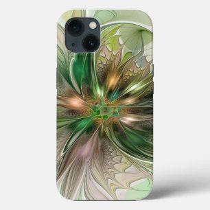 Farbige Fantasy Moderne Abstrakte Fraktal-Blume iPhone 13 Hülle