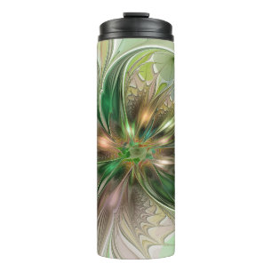 Farbige Fantasy Moderne Abstrakte Fraktal-Blume Thermosbecher