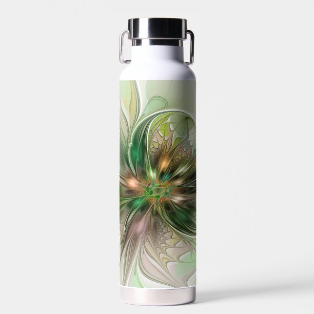 Farbige Fantasy Moderne Abstrakte Fraktal-Blume Trinkflasche (Vorne)