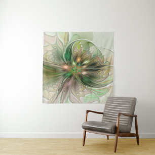 Farbige Fantasy Moderne Abstrakte Fraktal-Blume Wandteppich