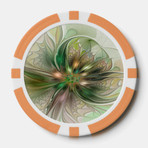 Farbige Fantasy Moderne Abstrakte Fraktalblume Pokerchips