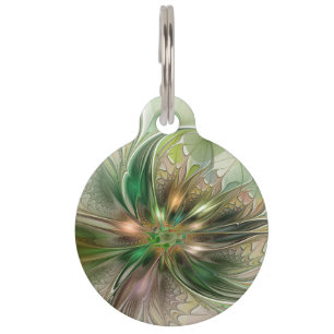 Farbige Fantasy Moderne Abstrakte Fraktale Blume Haustiermarke
