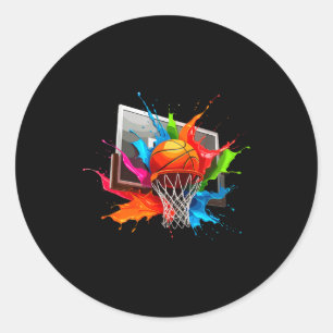 Farbige Farben Spritz Basketball Ball Runder Aufkleber