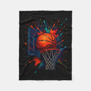 Farbige Farbenspritzer Basketball Kunstwerk Fleecedecke