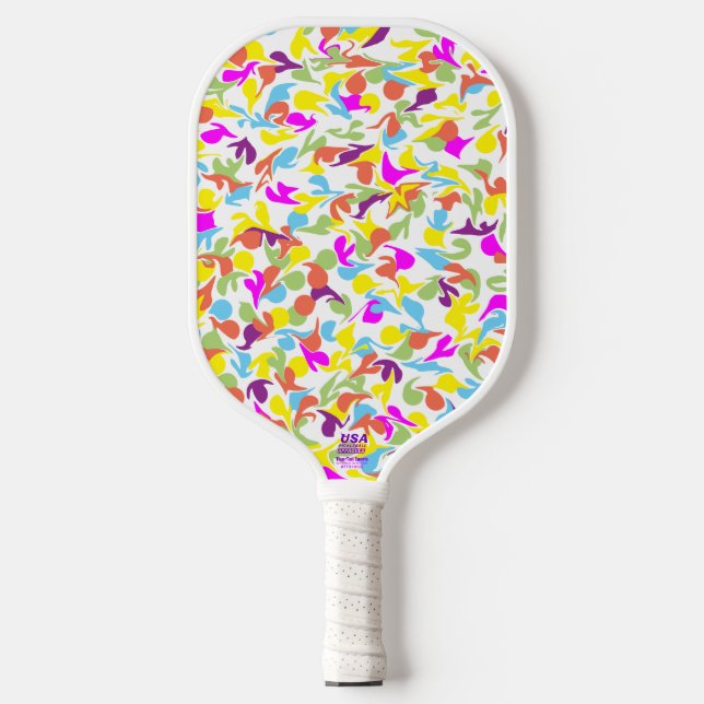 Farbige Farbkleckse Abstrakte Kunst Pickleball Schläger (Vorderseite)