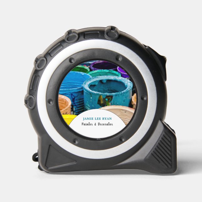 Farbige Farbknöpfe, Maler und Dekorator Maßband (Vorderseite)