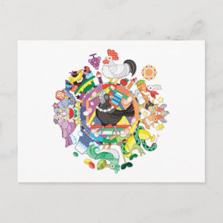 Farbige Farbkreisgradation mit Schwarz-Weiß Postkarte